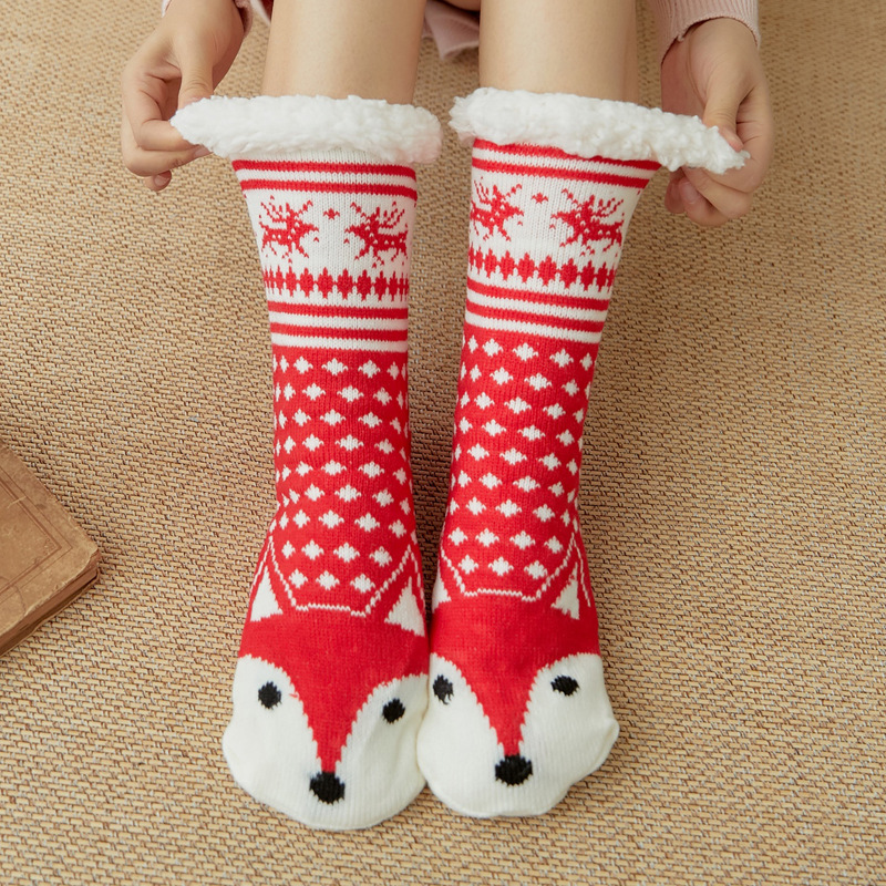 12 Pairs Slipper Socks Christmas Stockings Girls Ankle Socks Adult Warm Autumn Winter Floor Plus Thick Velvet Carpet Home Sleep Socks